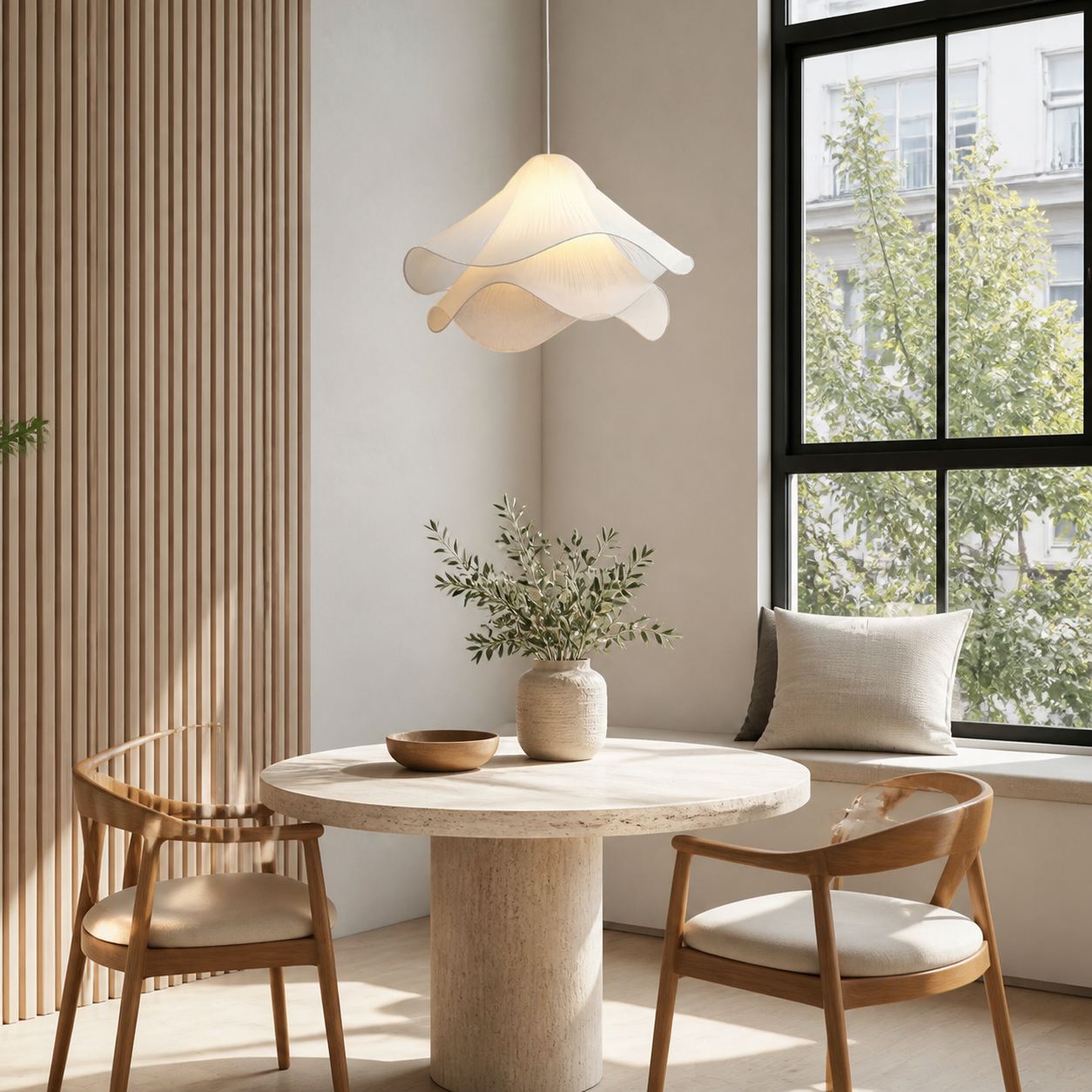 Ethereal Bloom French Floral Pleated Fabric Pendant Light