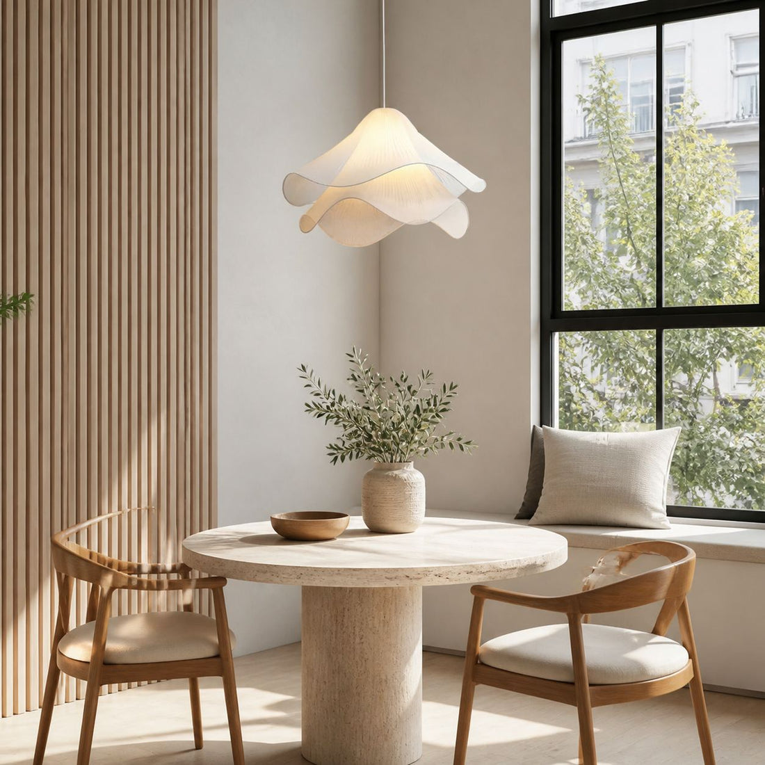 Ethereal Bloom French Floral Pleated Fabric Pendant Light