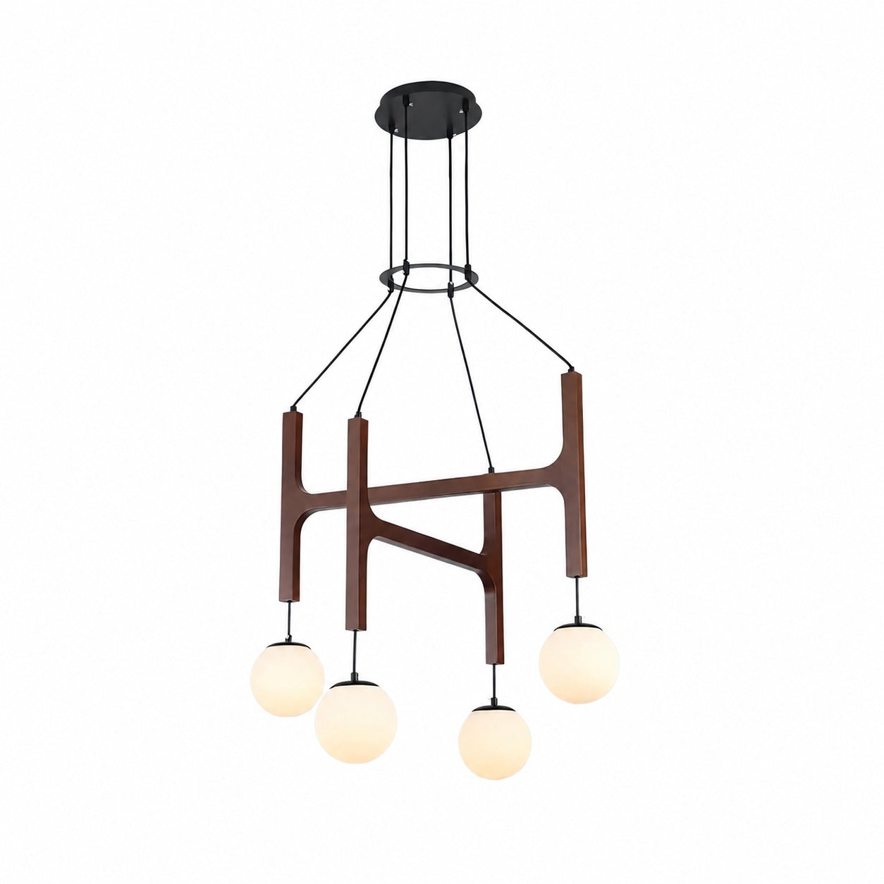 Auralith Wood Chandelier Multi Arm Fixture - Modern Natural Lighting for Living and Dining