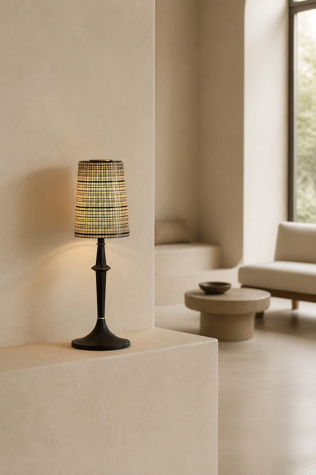 Devon Black Table Lamp (Built-in Battery)