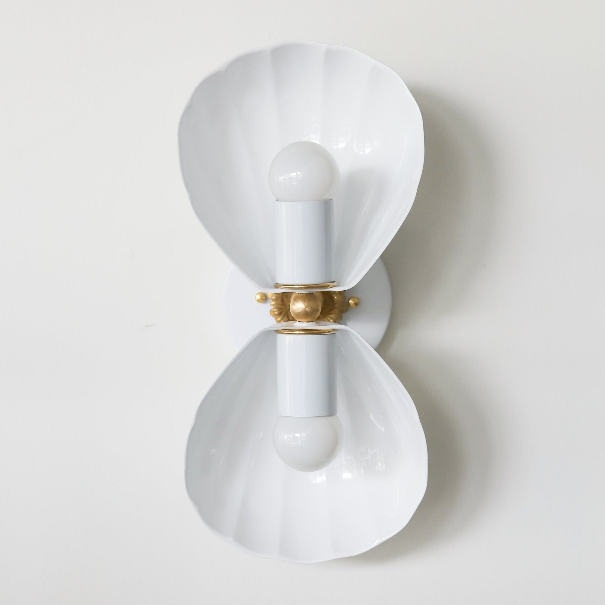 Coastal Shell Wall Light - Double Sconce with Steel and Brass Finish