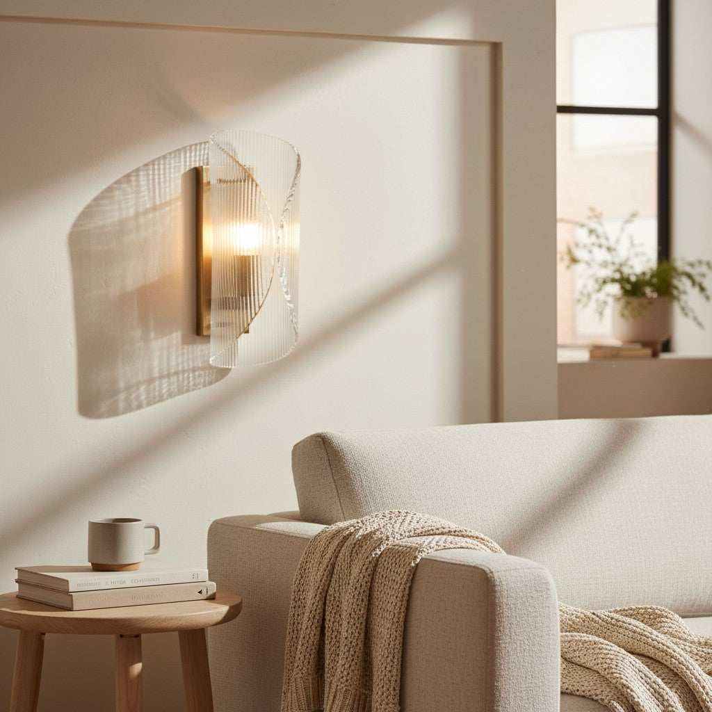 Velora Cylinder Glass Wall Light – Refined Brass Wall Sconce for Entryway or Bedside