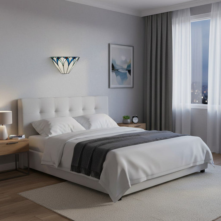 TF Allanton Stained Wall Lamp – Vintage Art Deco Style Metal for Living Rooms and Hallways