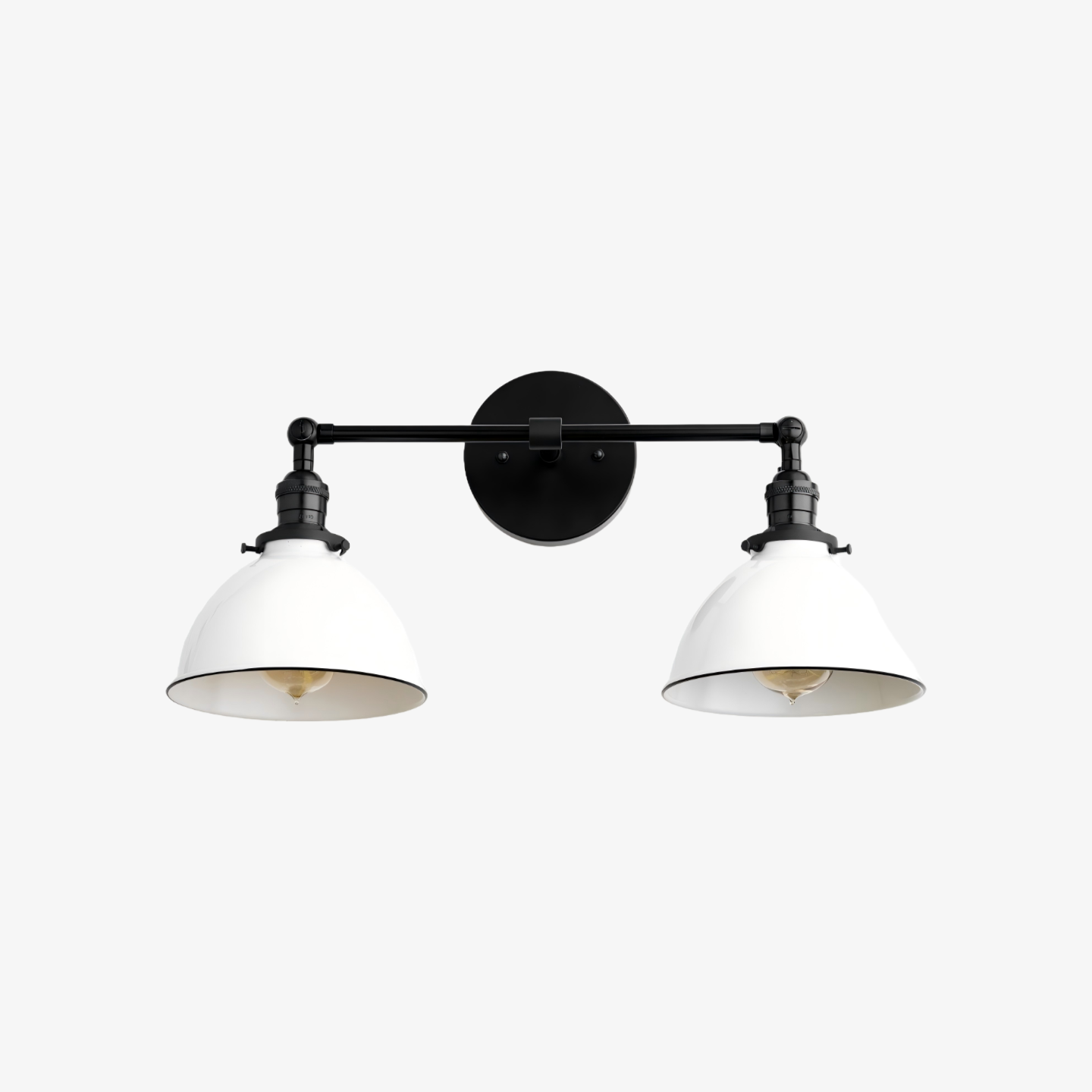 Conique Metal Dual Head Wall Fixture with Classic Shades – Industrial Vanity Lamp