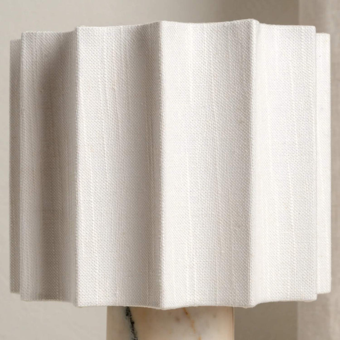 Cavilon Table Lamp with Fan-Shaped Linen Shade - Stone Finishes Suitable for Living Rooms