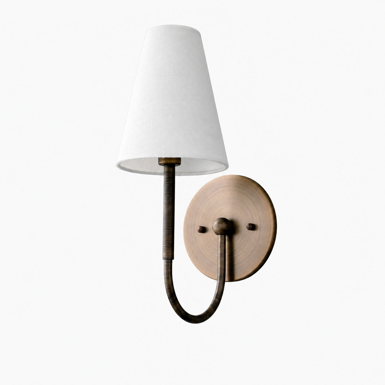Curva Metal Collection Traditional Wall Light - Brass Finish with Shade
