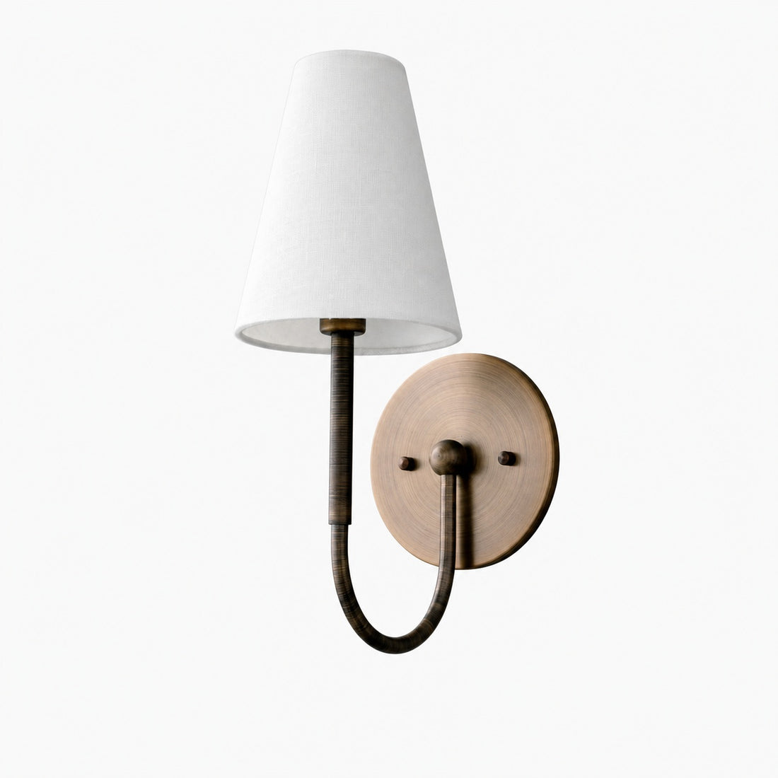 Curva Metal Collection Traditional Wall Light - Brass Finish with Shade