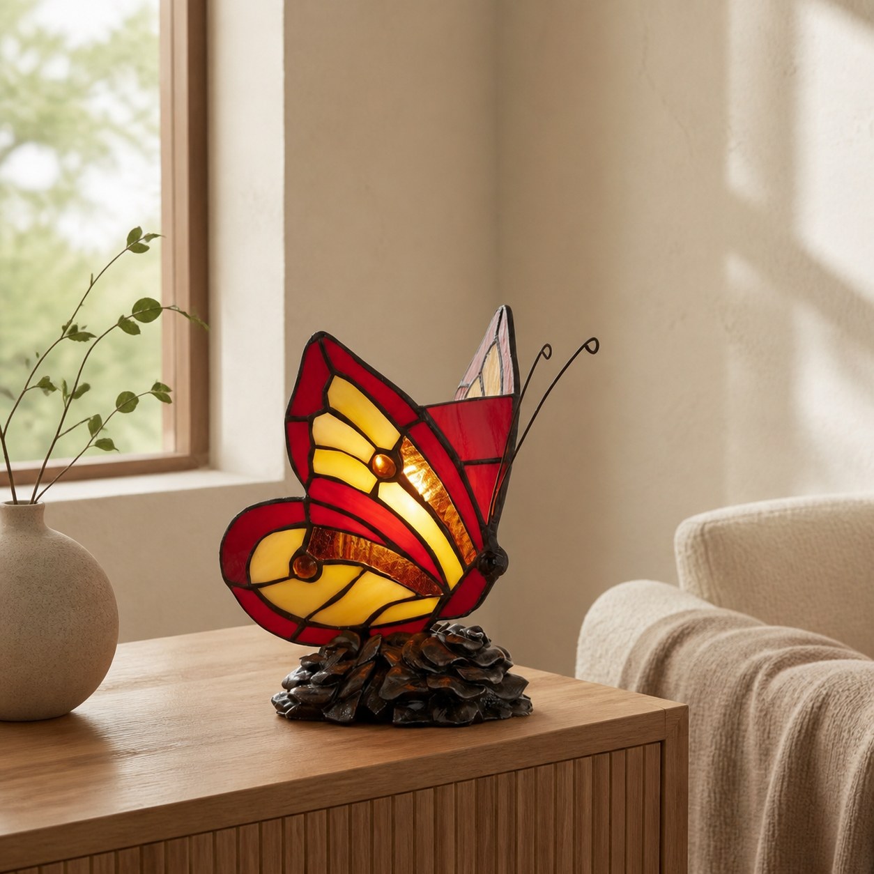TF Butterfly Table Lamp – Nature-Inspired Glass Design Perfect for Living Rooms or Hallways