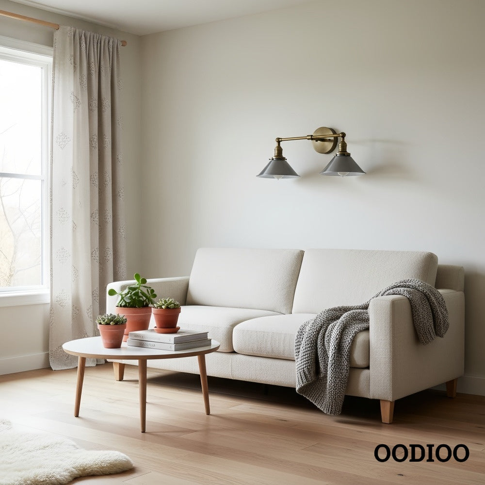 Conique Metal Two-Light Industrial Vanity Sconce – Wall Fixture for Bathroom & Hallway