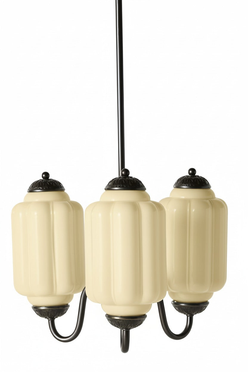 Eloise Vintage Glass Chandelier - Milk Glass Home Accent