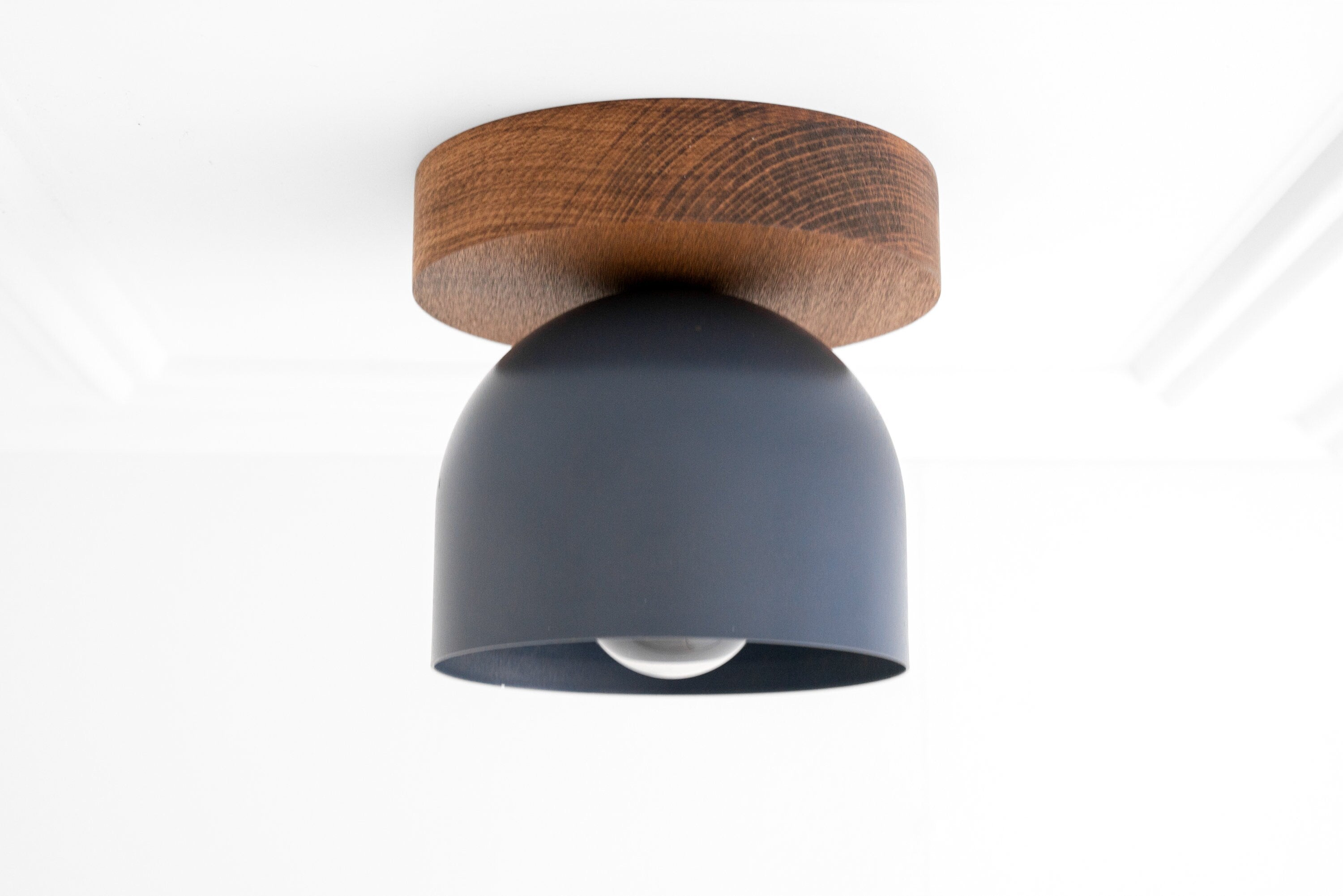 Metio Dome Modern Rustic Ceiling Light - Wooden and Metal Fusion