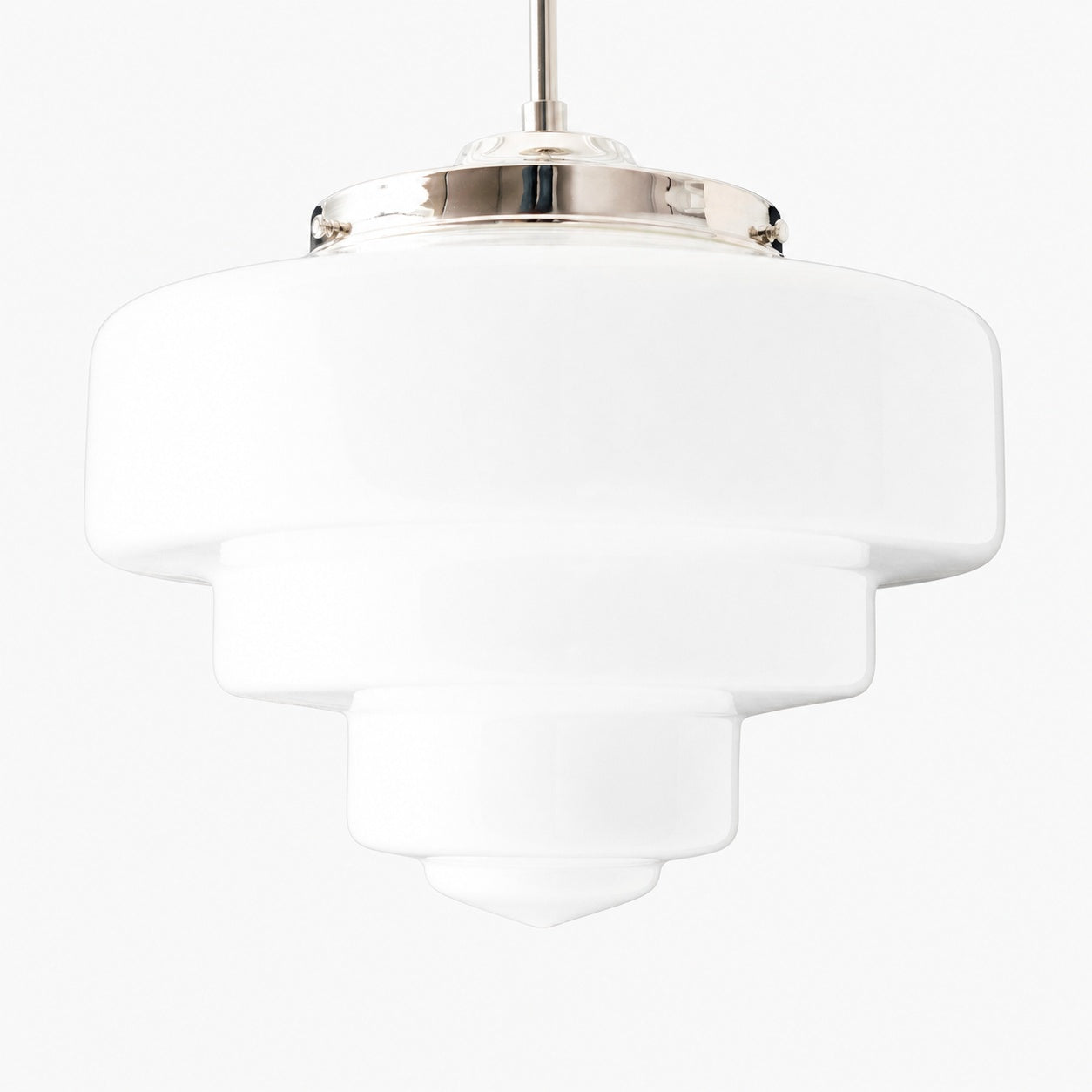 Geotower Glass Brass Pendant Light – Art Deco Opal Globe Ceiling Fixture