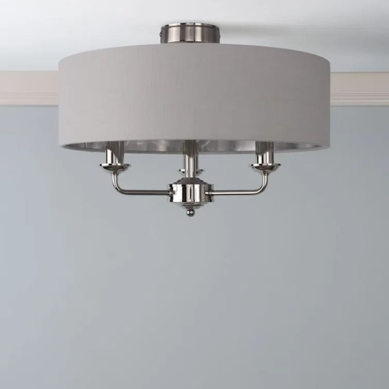 Matt Antique Brass 3 - Light Drum Light- Semi Flush Ceiling Light