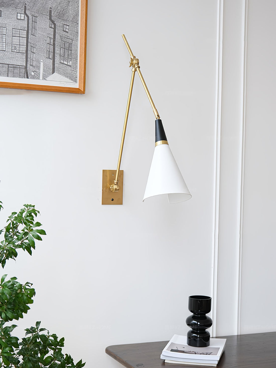 Vintage Metal Adjustable Swing Arm Wall Lamp