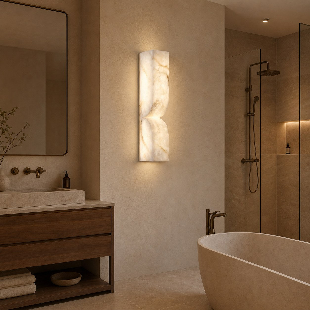 Modern Rectangular Alabaster Wall Lamp – Minimalist Sconce for Bedroom Hallway Living Room