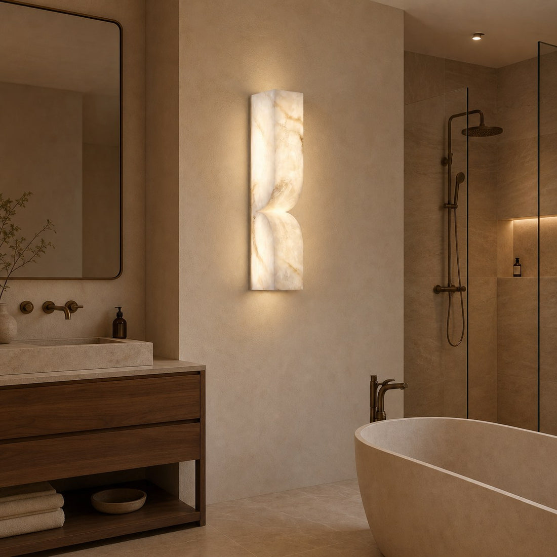 Modern Rectangular Alabaster Wall Lamp – Minimalist Sconce for Bedroom Hallway Living Room