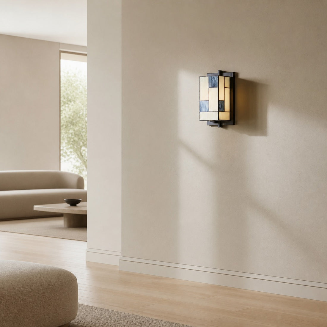 TF Manchester Glass Art Deco Wall Light – Stained‑Glass Sconce for Hallway and Living Room