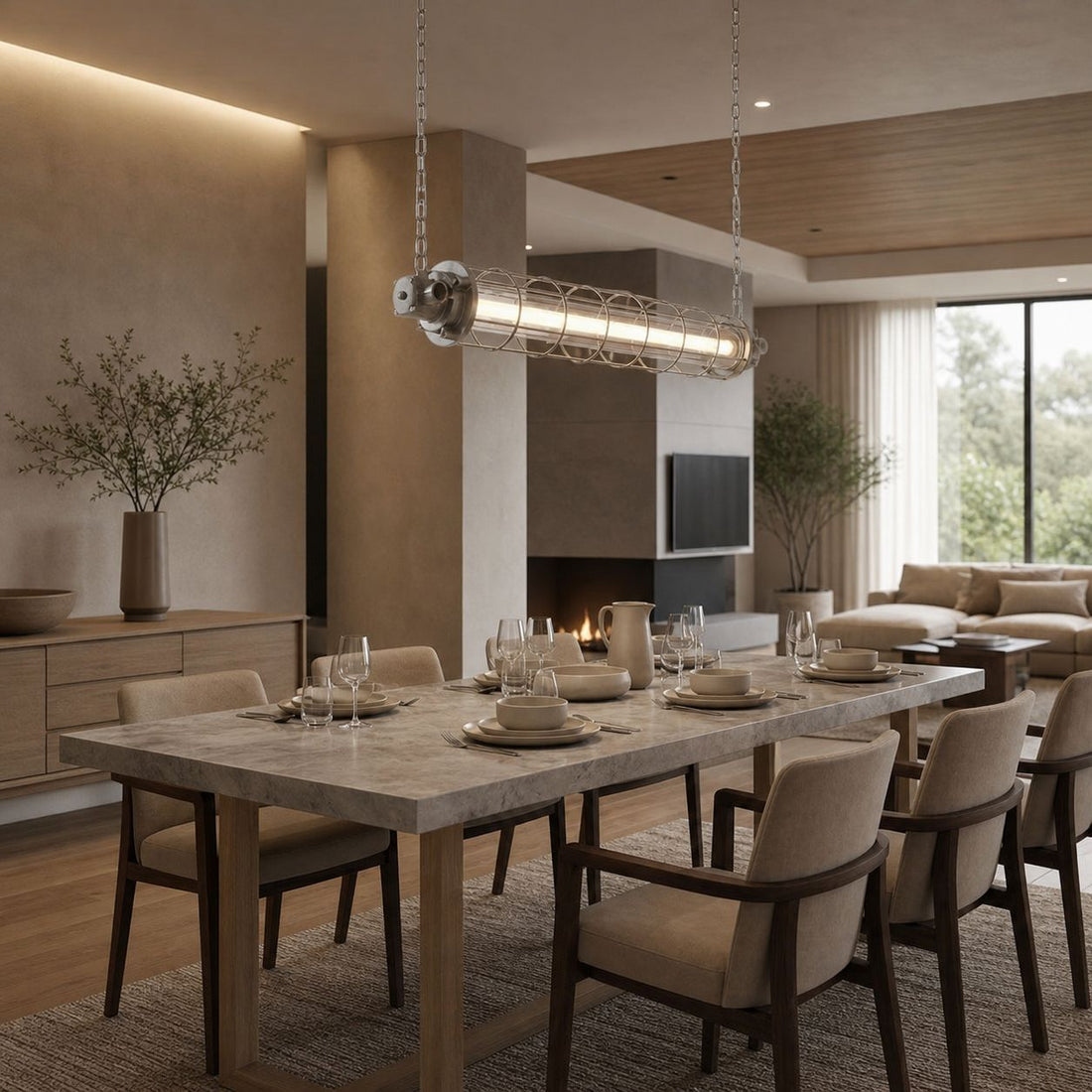 Minimalist Tube Pendant Light with Linear Silhouette for Modern Kitchen Island and Dining Lighting