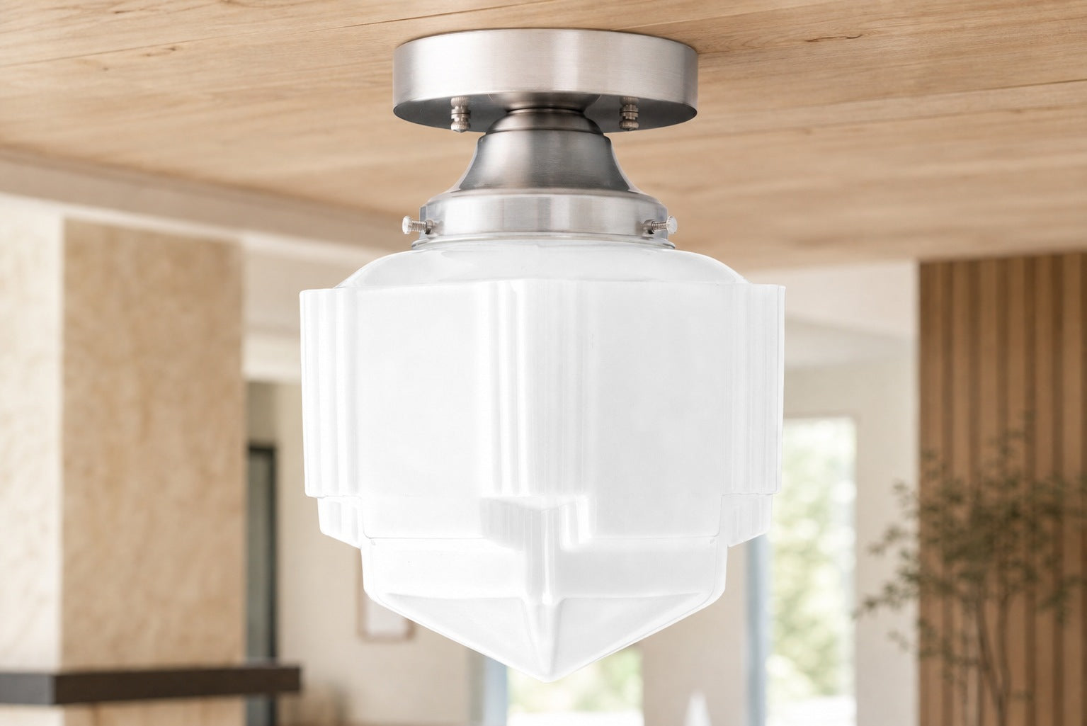 Geotower Glass Art Deco Ceiling Light - Glass Fixture - Elegant Home Lighting