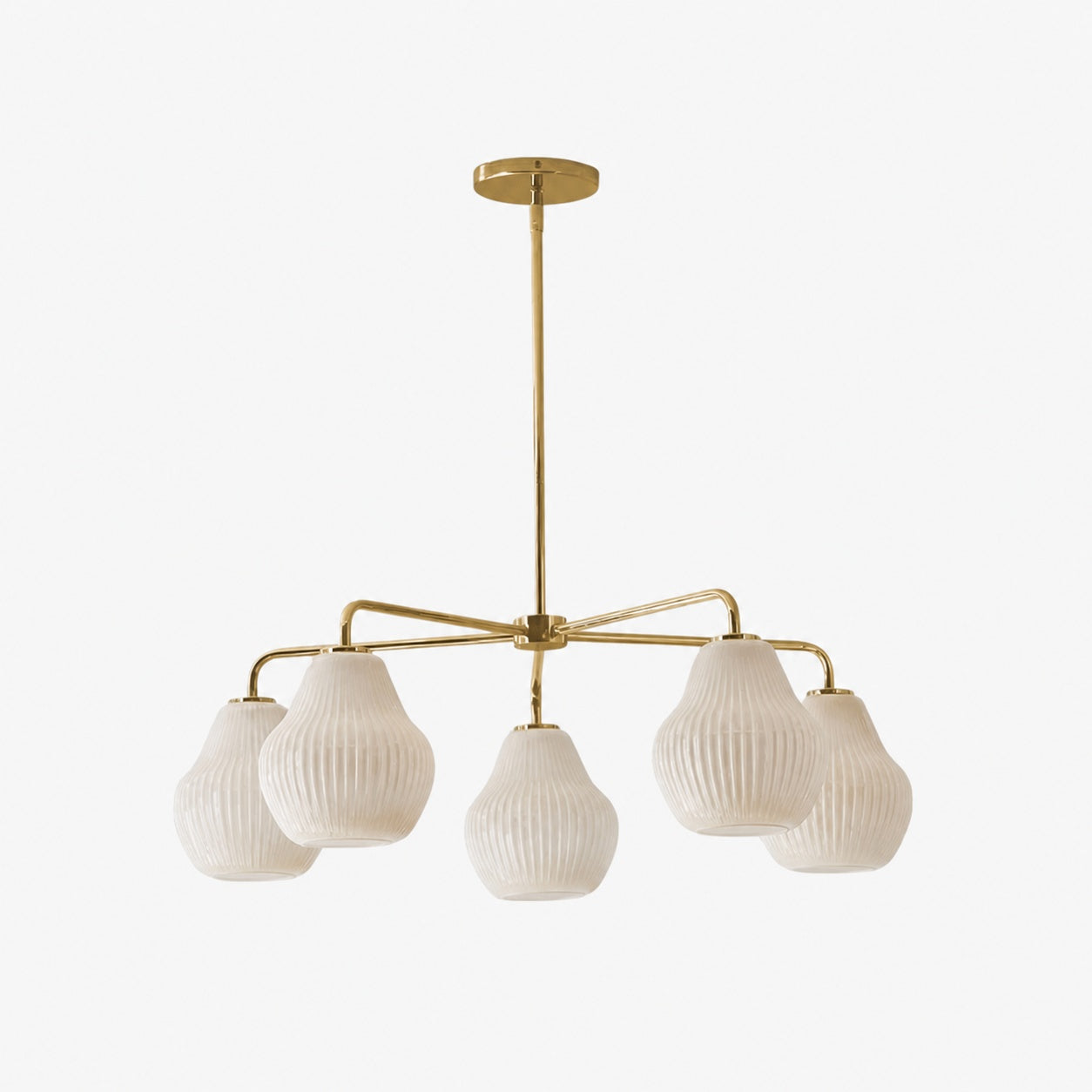 Rivrona 5-Light Chandelier for Entryway - Ribbed Glass Modern Lighting