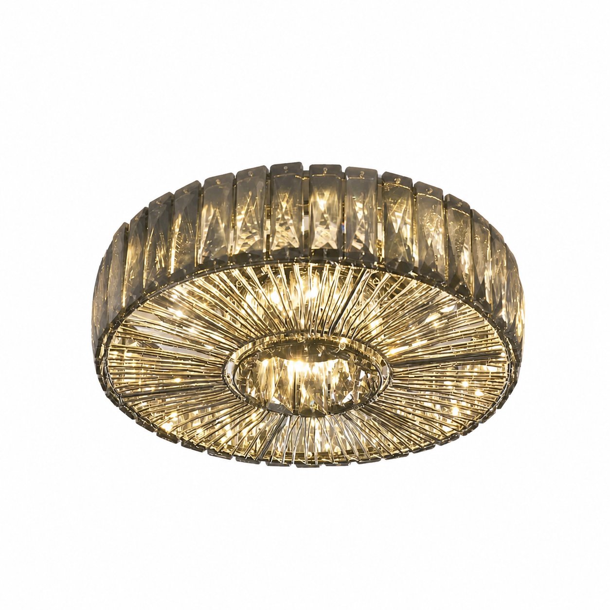 Clereon Elegant Round Flush Mount Ceiling Light – Modern Glass Design for Living Room