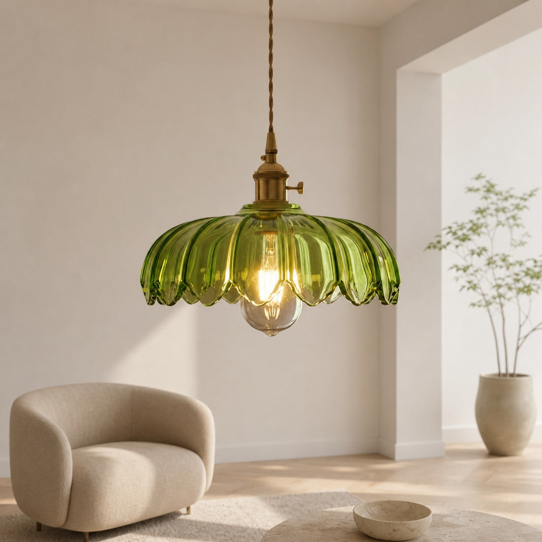 Petalbloom Rustic Tulip Glass Pendant Light – Floral Bud Design Hanging Lamp for Dining Area N58