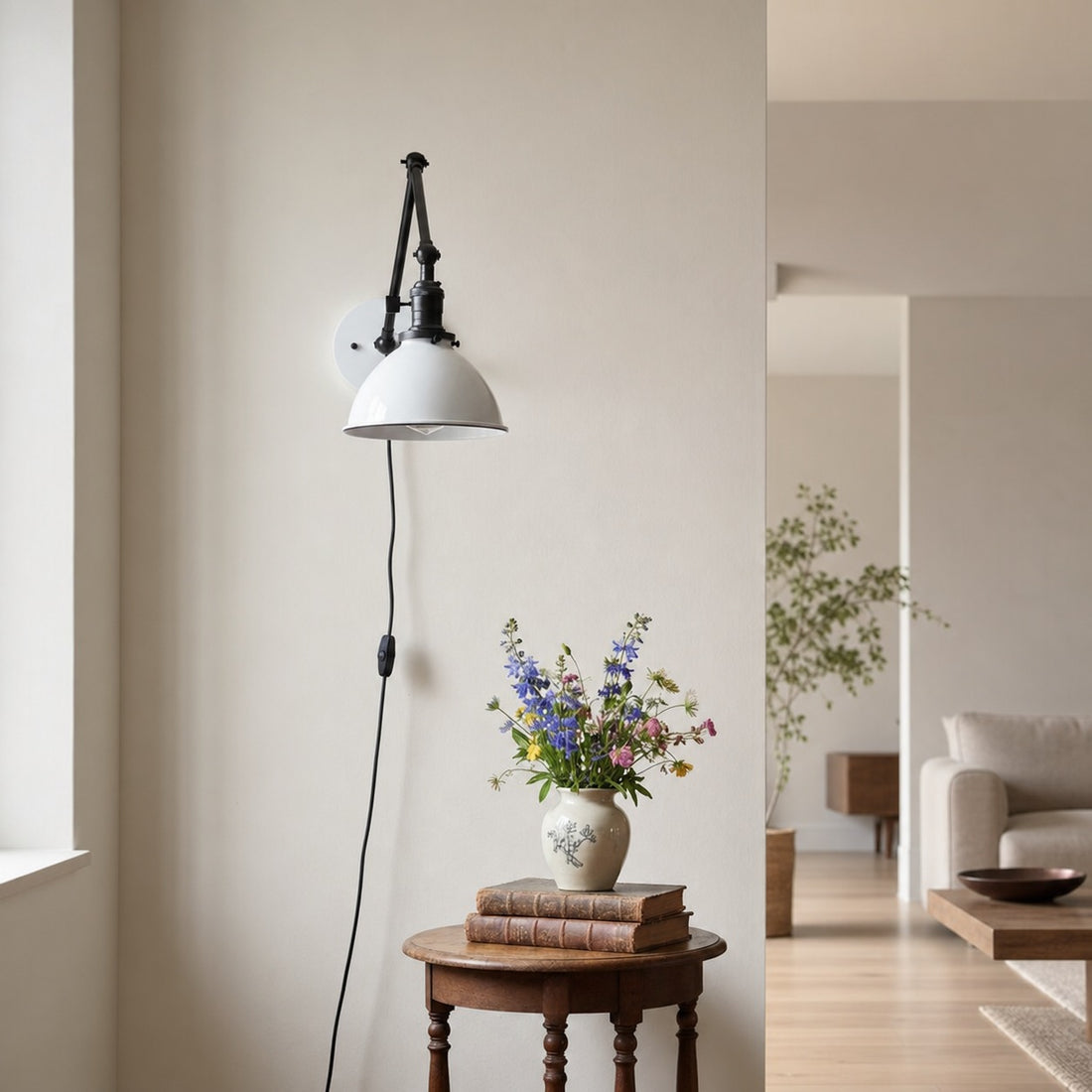 Conique Metal Vintage Industrial Swing Arm Wall Lamp - Adjustable Dome Shade for Study
