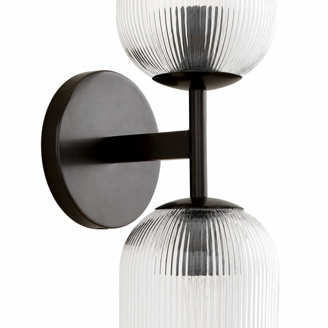 Bravira Ribbed Glass Sconce - Metal Wall Light with Clear Glass Shade