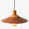Brown leather and natural wood pendant lamp