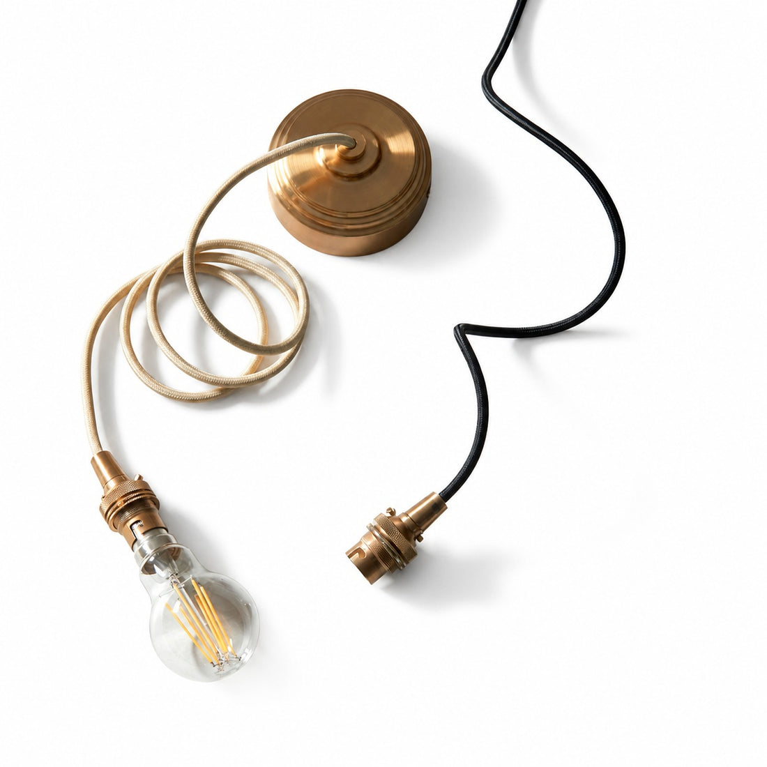 Plaitar Modern Brass Pendant Light - Minimalist Ceiling Fixture with Braided Cord for Hallways