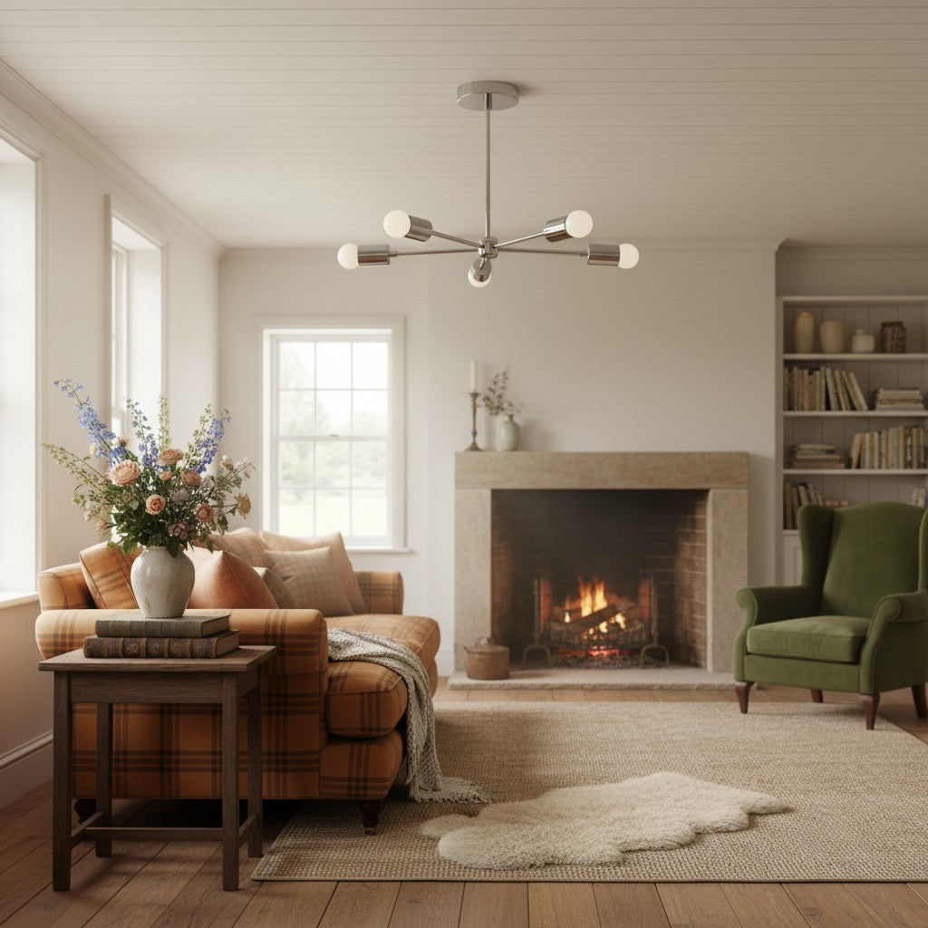 Lumen Radial-Arm Geometric Lamp – Modern Ceiling Lighting for Foyer or Office