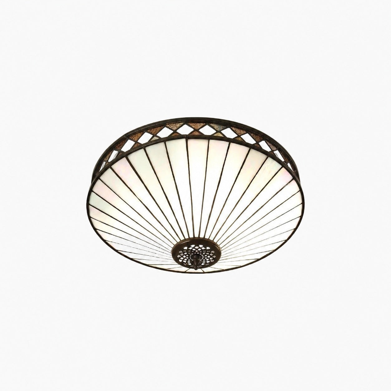 TiffStar Elegant Art Glass Flush Ceiling Light - Vintage-Inspired Ceiling Fixture for Home Interiors