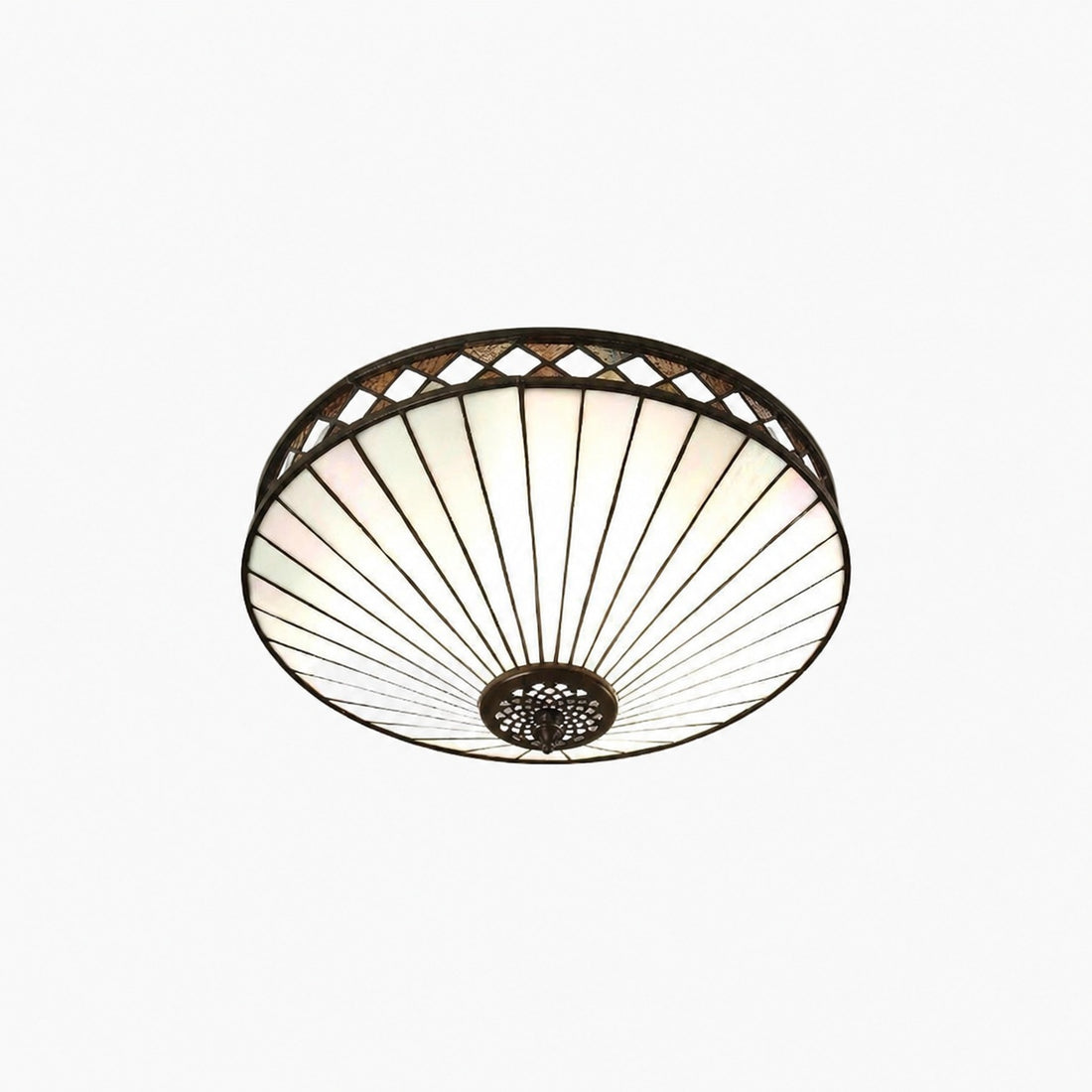 TiffStar Elegant Art Glass Flush Ceiling Light - Vintage-Inspired Ceiling Fixture for Home Interiors