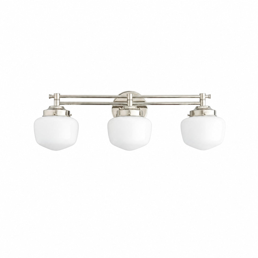 Opalume Glass Art Deco Vanity Light - Bathroom Wall Sconce with White Glass Shades