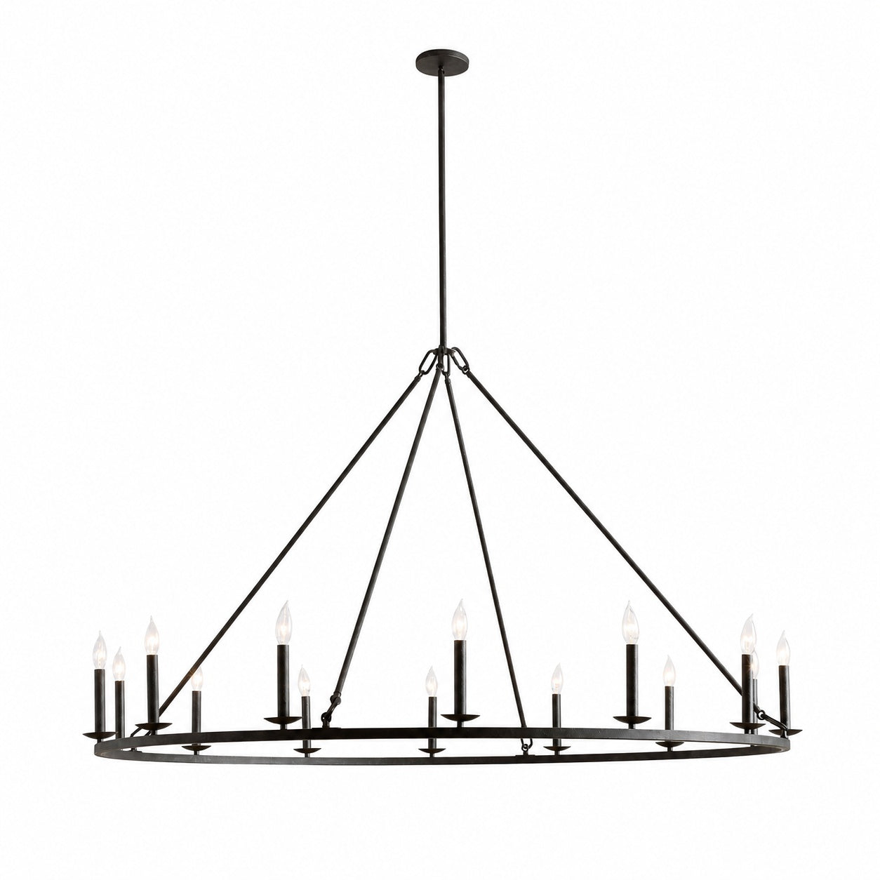 Rowan Modern Wagon Wheel Round Chandelier - Industrial Farmhouse Iron Lighting Fixture