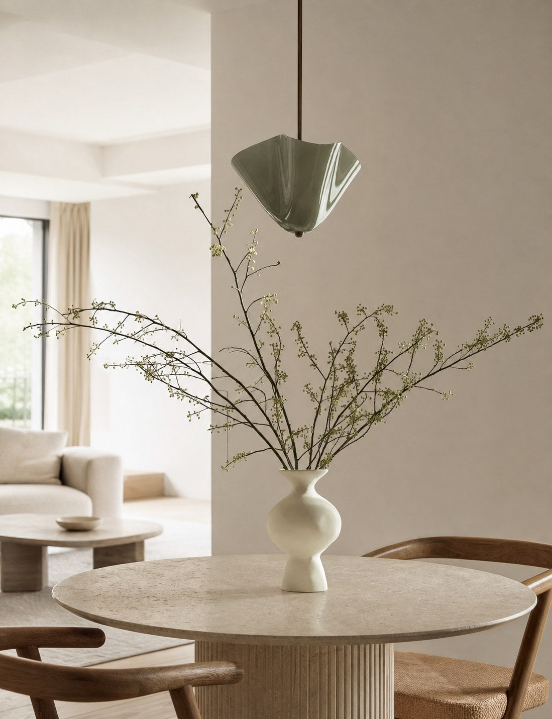 Bellina Radner Pendant Light – Colored Glass Shade with Brass Detail for Modern Spaces