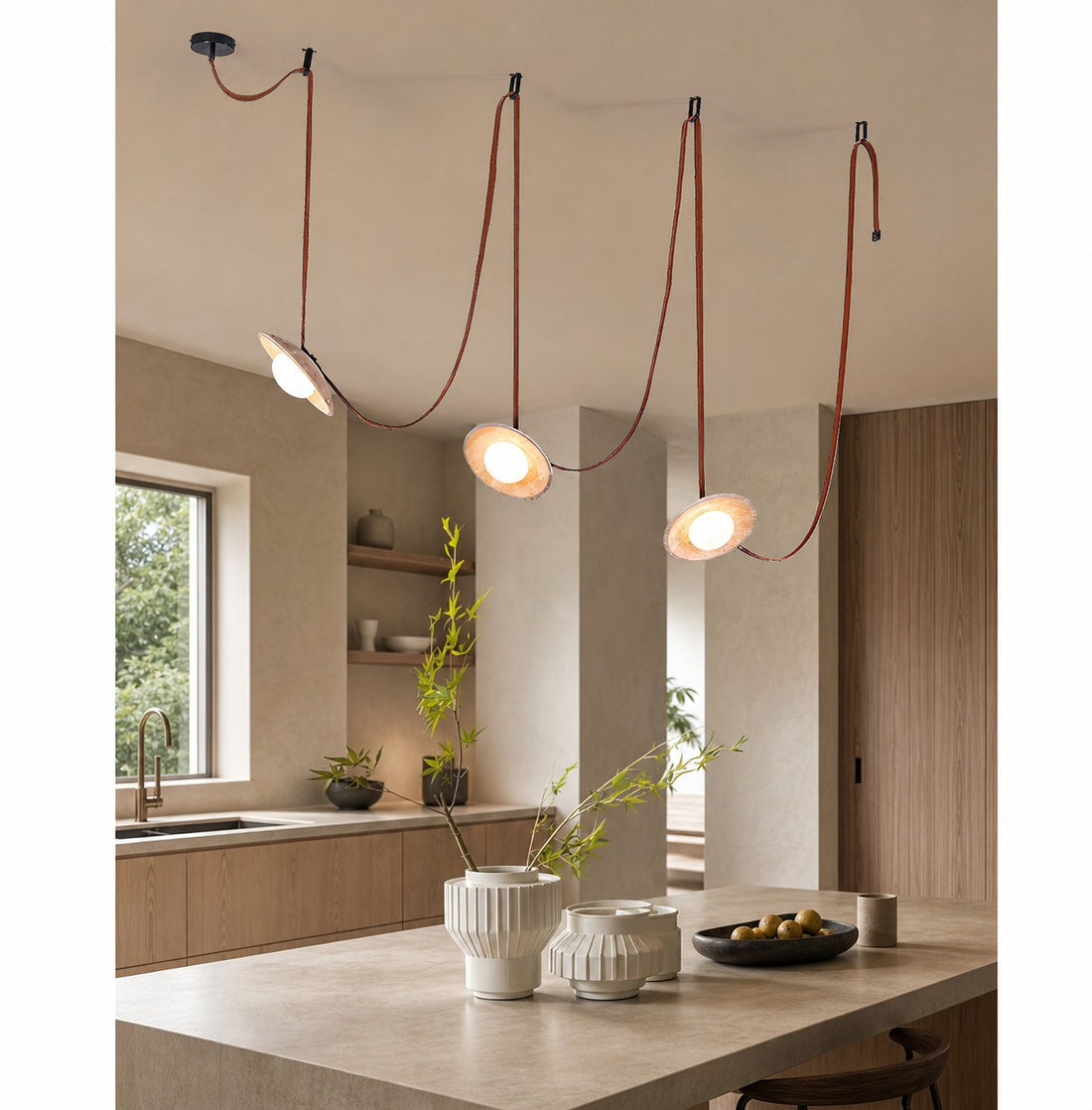 Light Rail Leather Pendant Lamp
