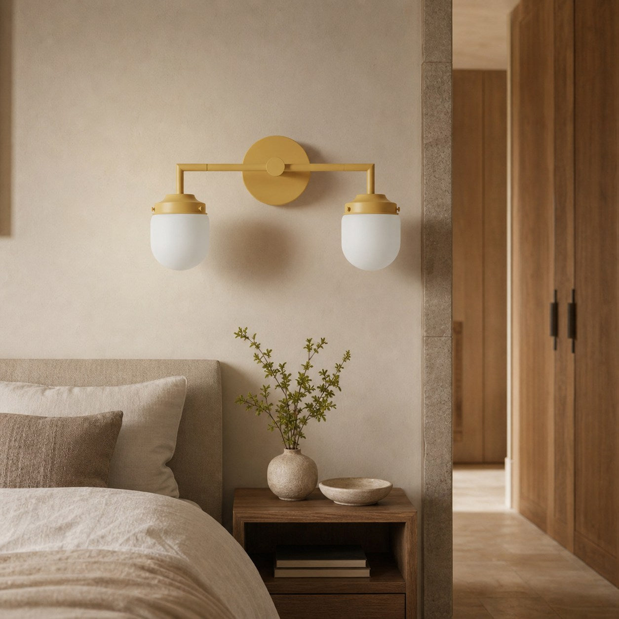 Opalume Glass Double Vanity Light - Vintage Style Bathroom Double Wall Lighting