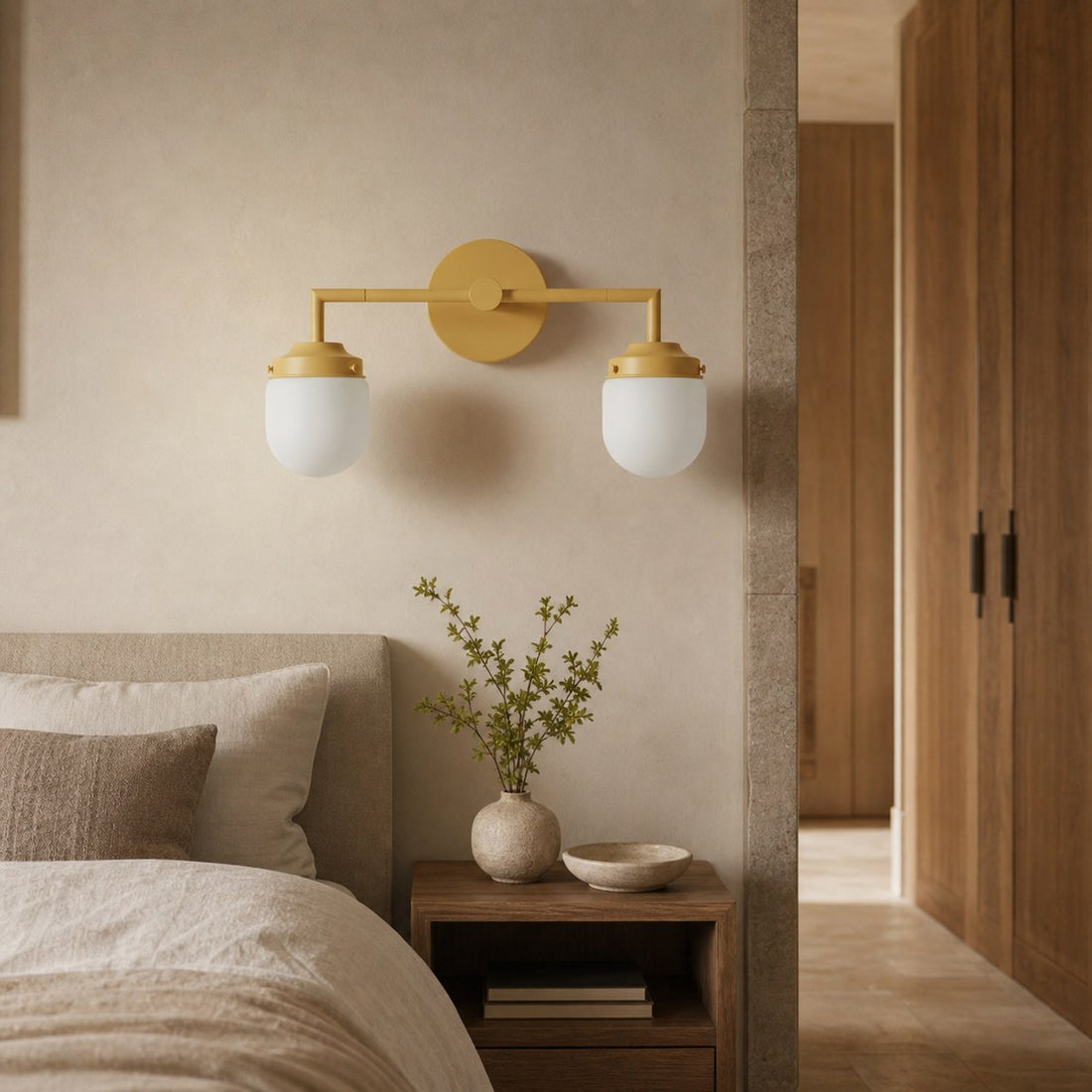 Opalume Glass Double Vanity Light - Vintage Style Bathroom Double Wall Lighting