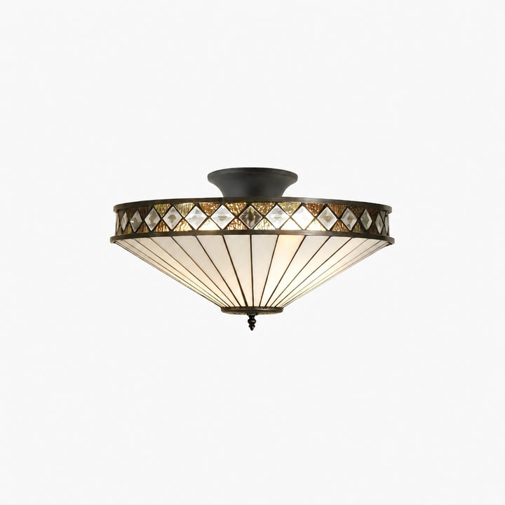 TF Fargo Semi-Flush Ceiling Lamp — A Classic Deco Light with a Decorative Glass Shade for Multi room Use