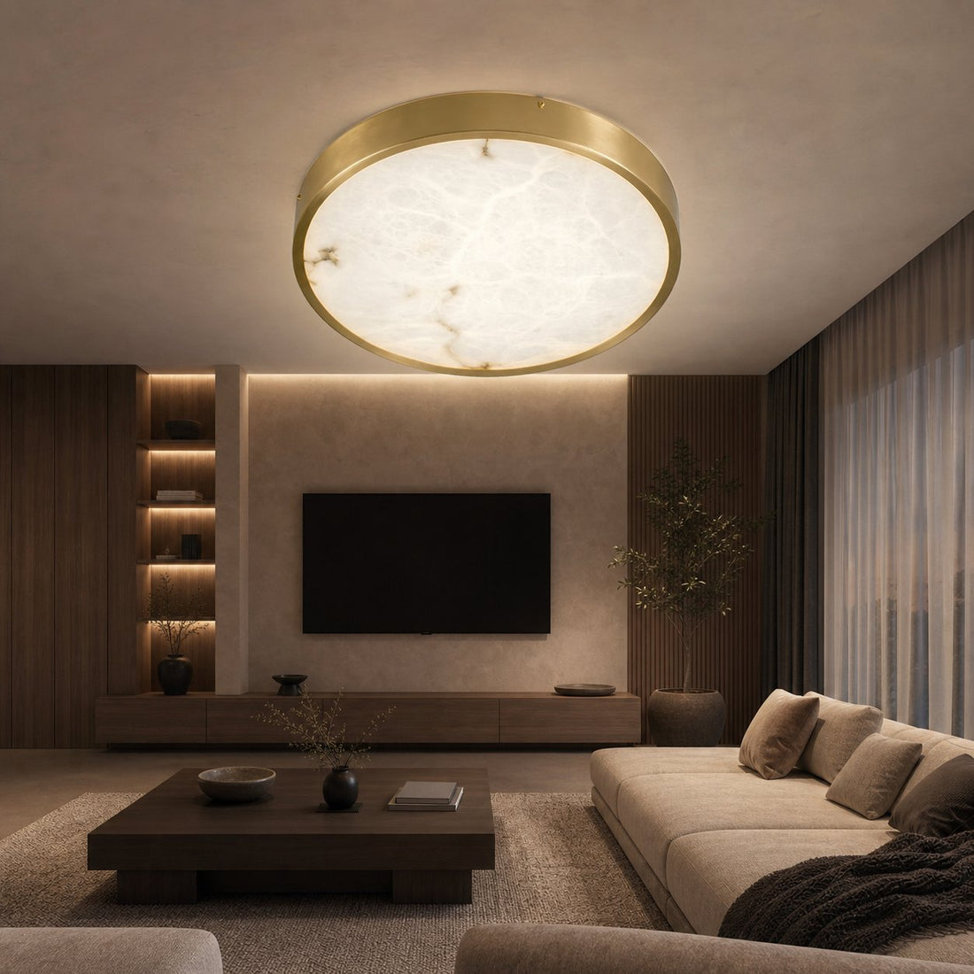 Geometric Alabaster Recessed Ceiling Light