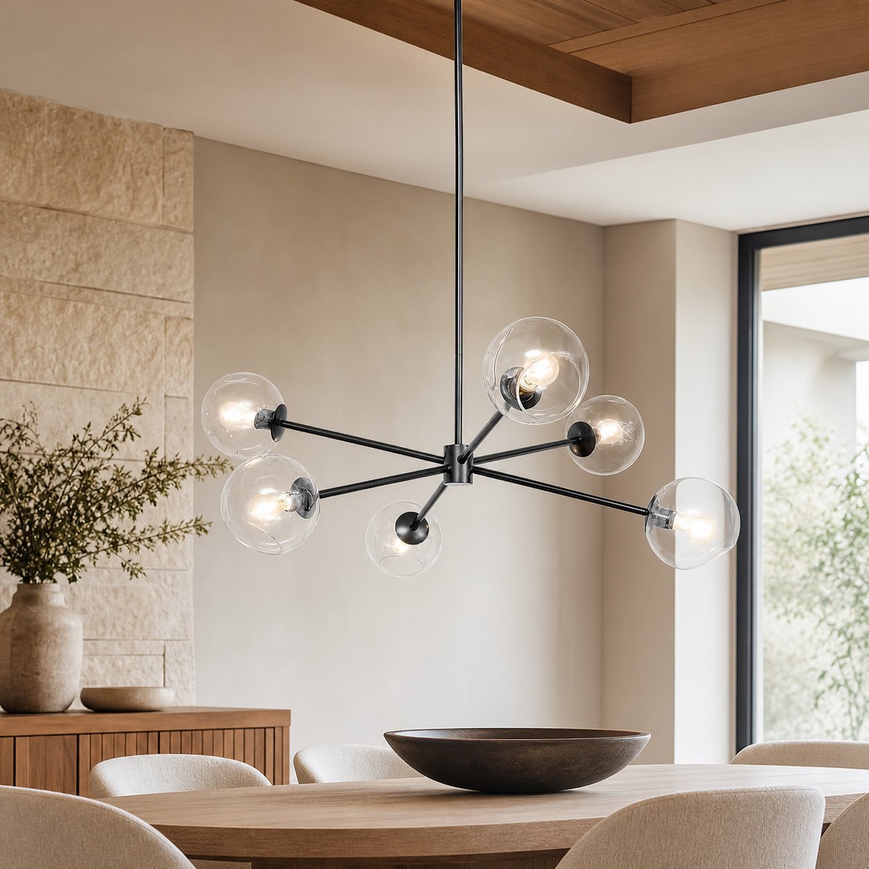 Brina 6-Light Glass Metal Frame Chandelier - Perfect Lighting