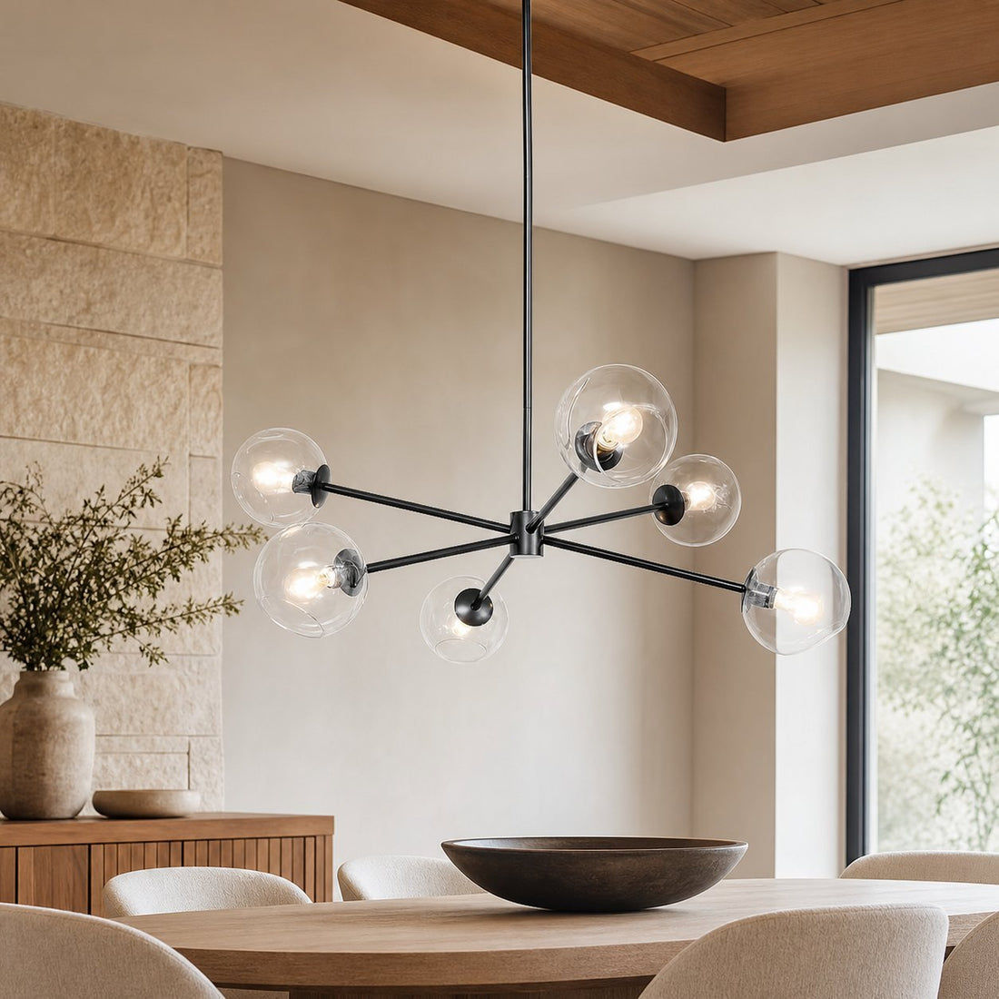 Brina 6-Light Glass Metal Frame Chandelier - Perfect Lighting