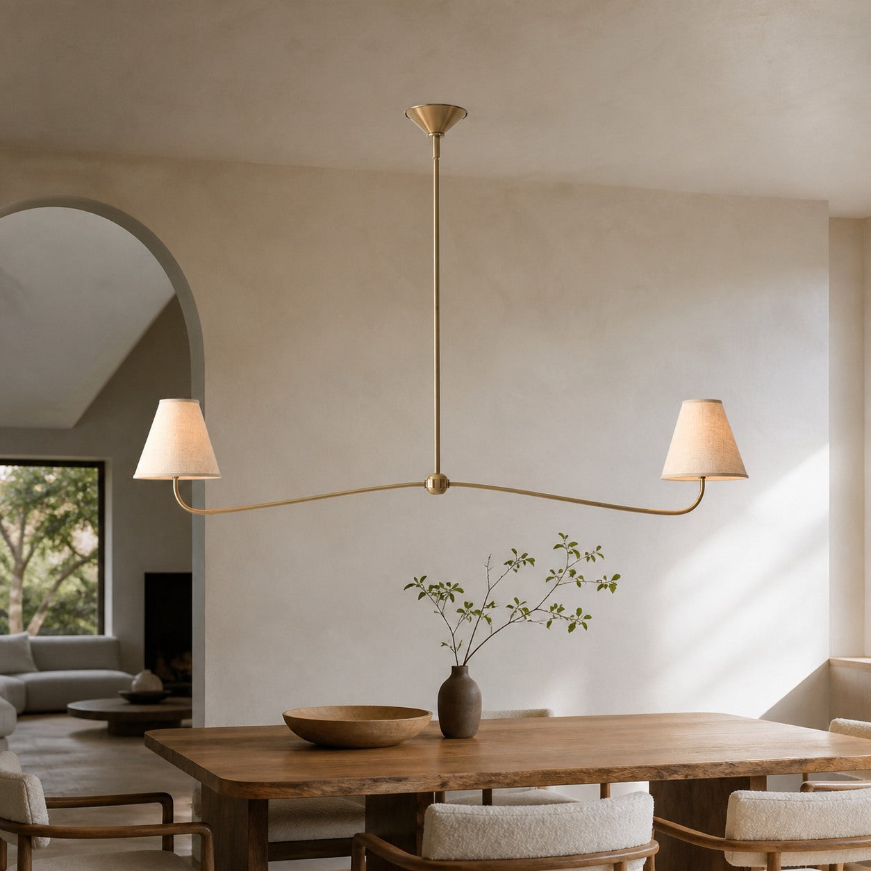 Fibura Metal Modern Linen Shade Linear Chandelier - Clean Lines
