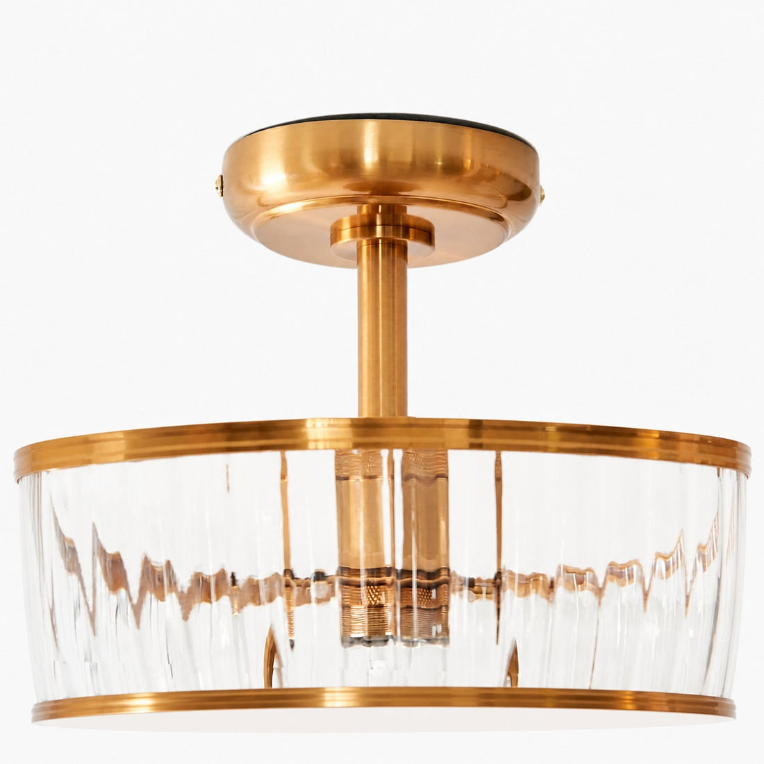Luntra Ribbed Glass Uplighter Flush – Elegant Ceiling Light for Hallways and Bedrooms