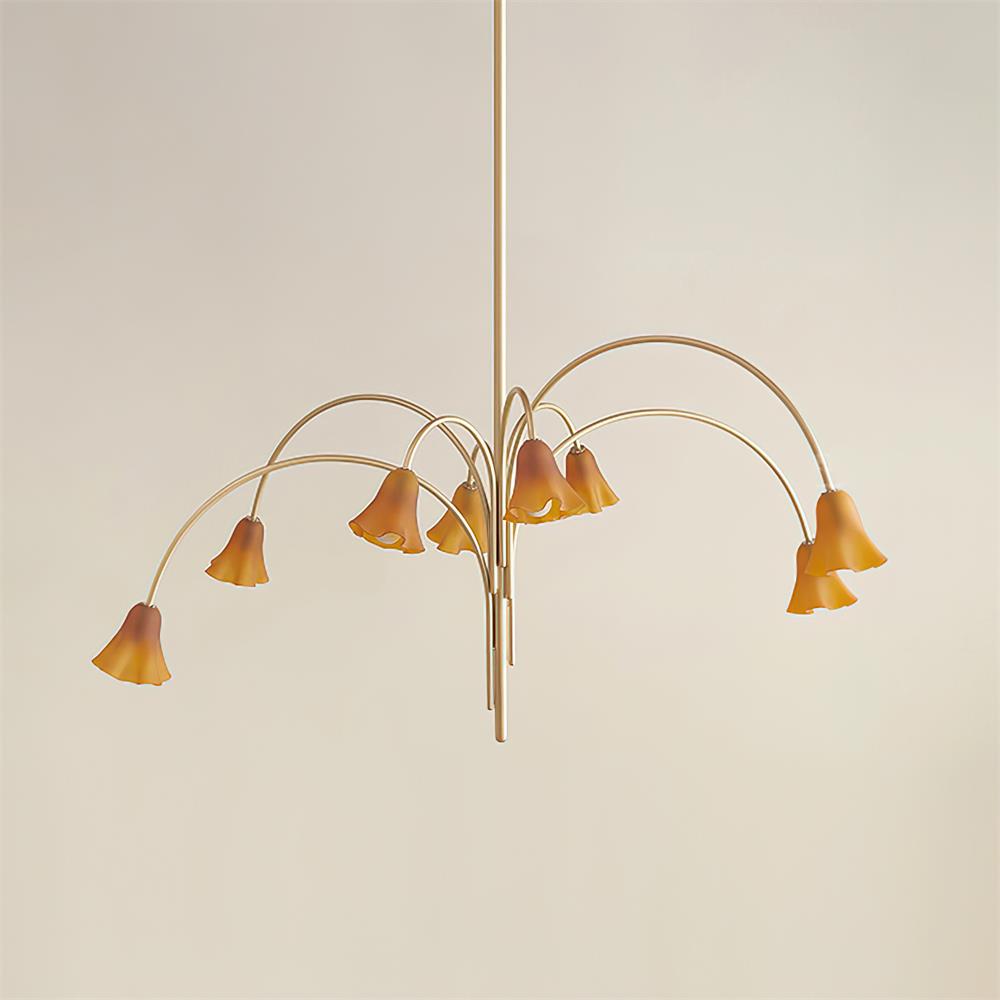 Bellina Modern Romantic Chandelier - Botanical Lily Design with Glass Flowers