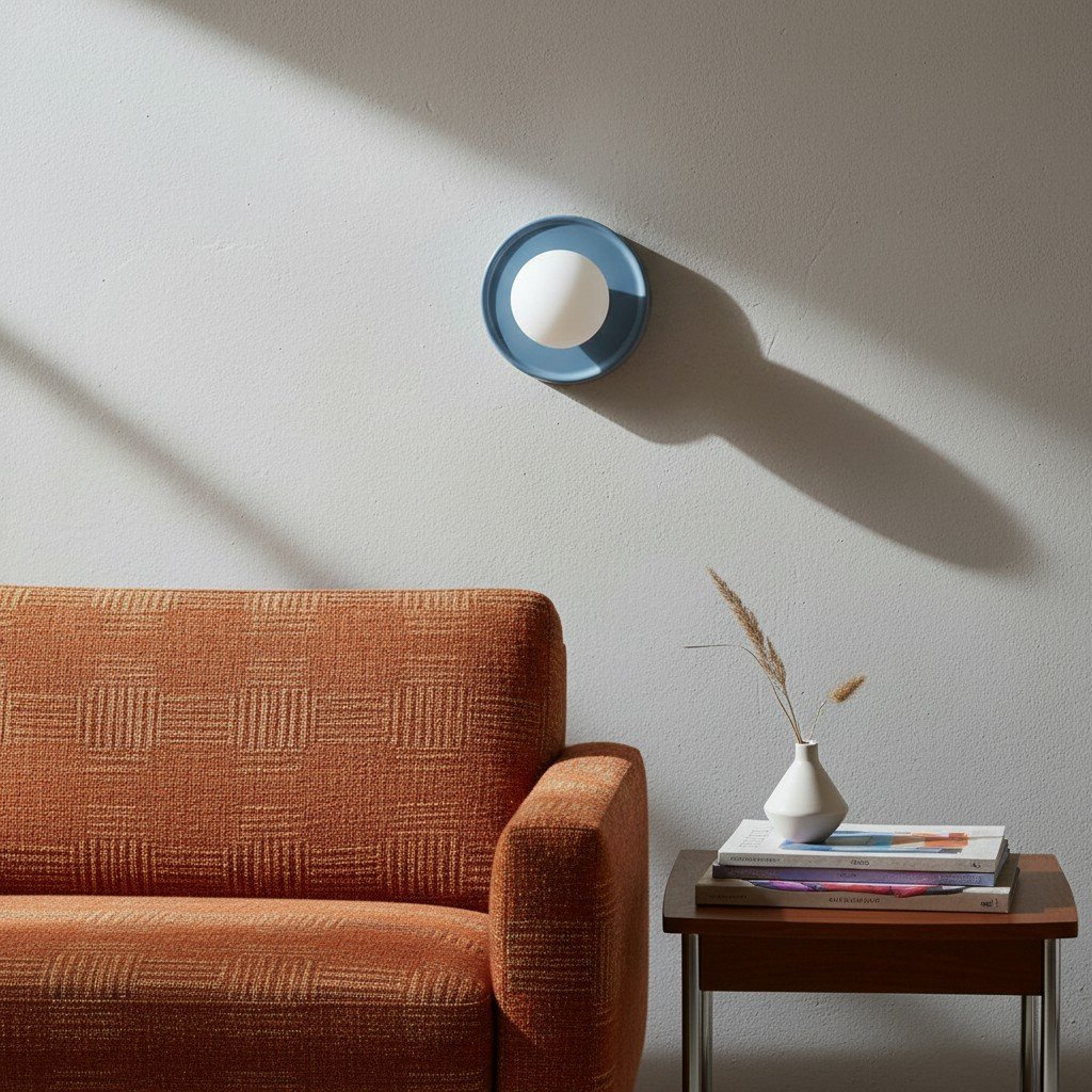 Solna Round Glass Wall Sconce with Ceramic Base-Minimalist Lighting for Bedroom or Hallway