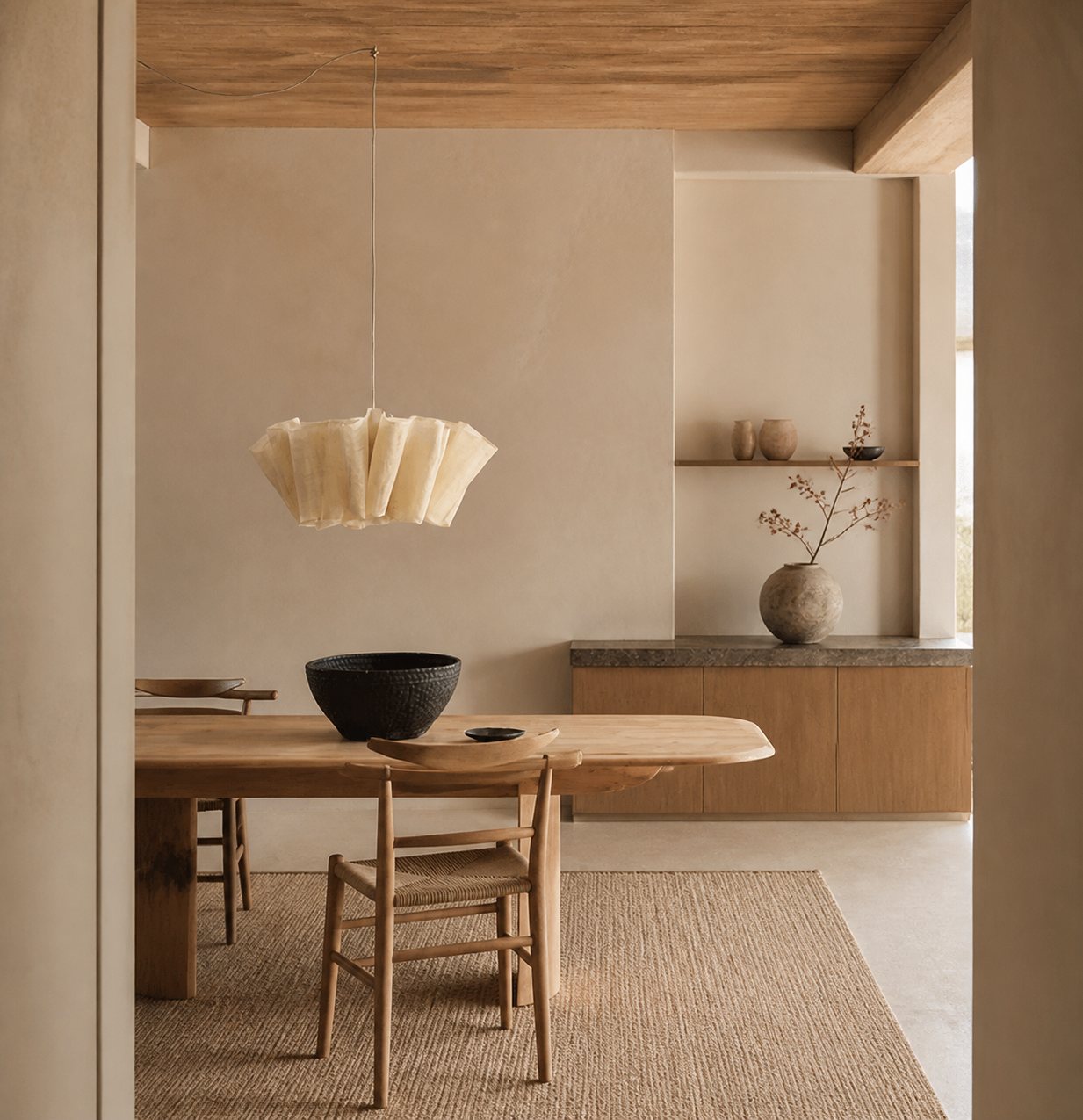 Nordic Linen Pleated  Fabric Pendant Light Lampshade
