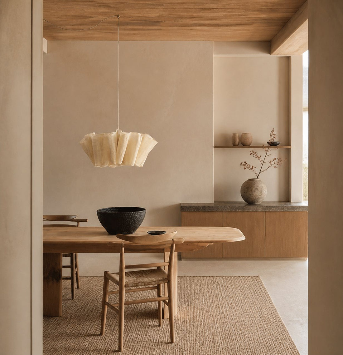 Nordic Linen Pleated  Fabric Pendant Light Lampshade