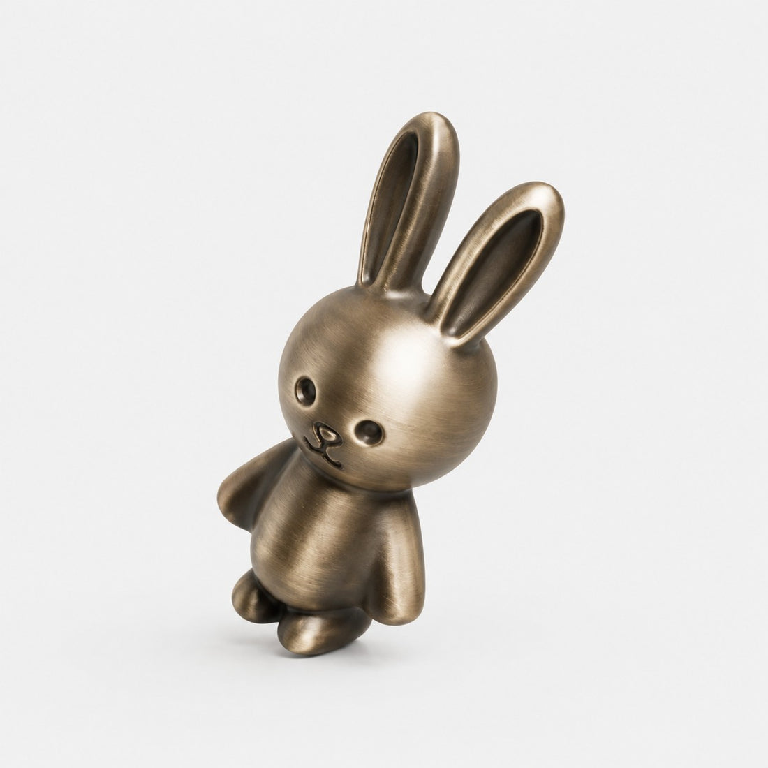 Antique brass rabbit 55 mm cabinet knob front view